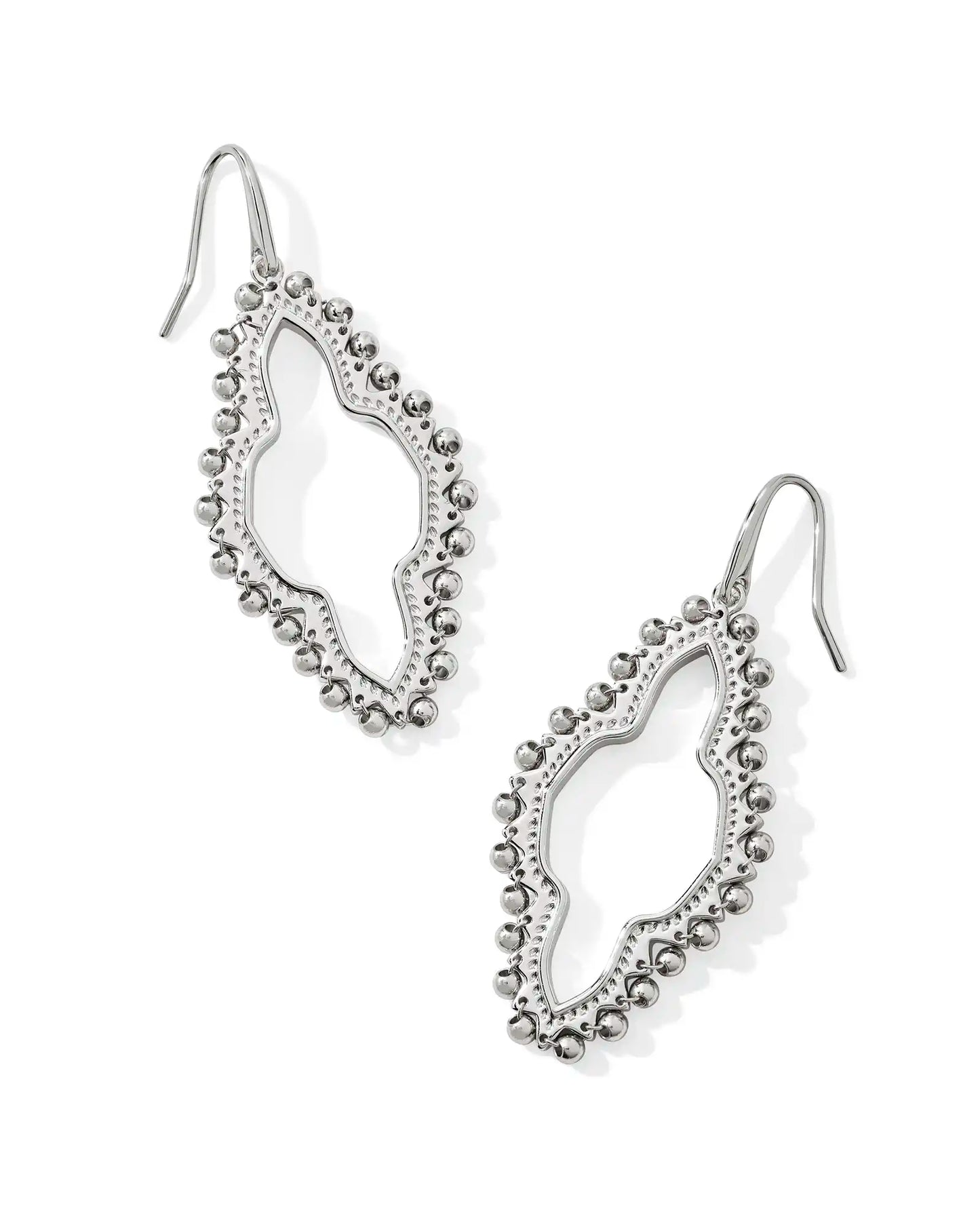 Abbie Beaded Open Frame Earrings Rhodium