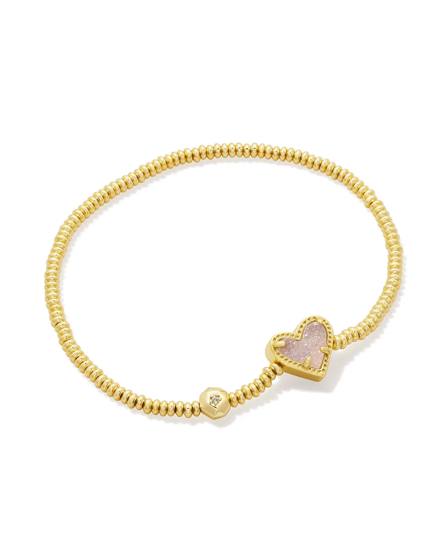 Ari Heart Stretch Bracelet Gold Pink Iridescent Glitter