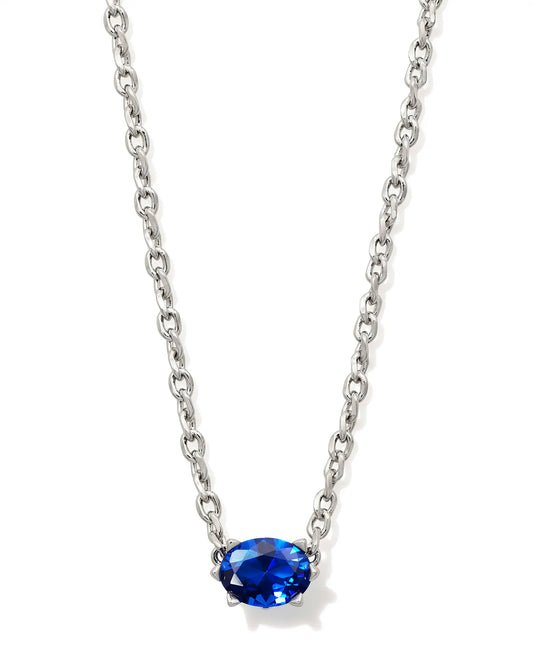 Cailin Pendant Necklace Rhodium Blue Crystal