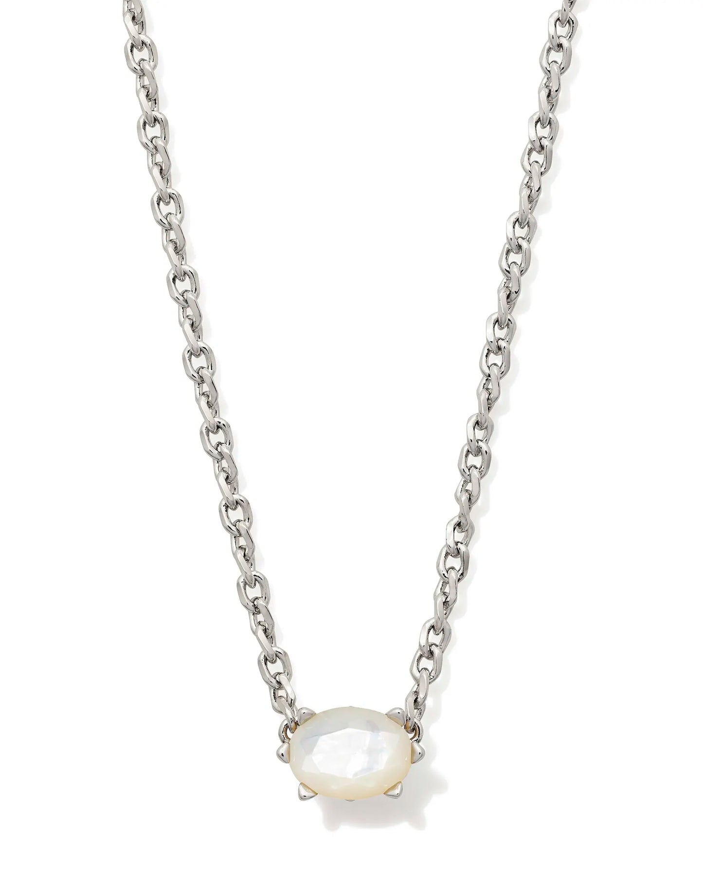 Cailin Pendant Necklace Rhodium Ivory MOP