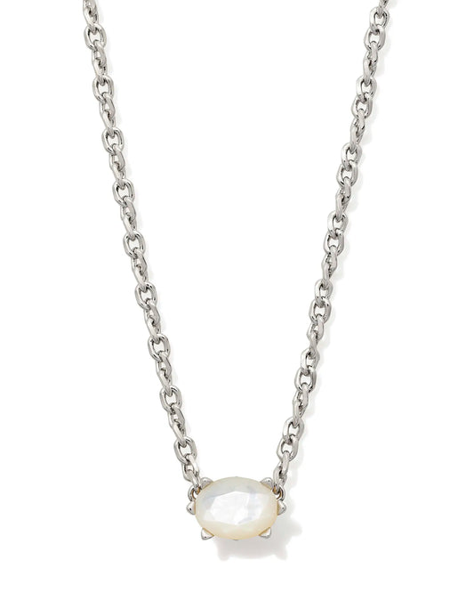 Cailin Pendant Necklace Rhodium Ivory MOP