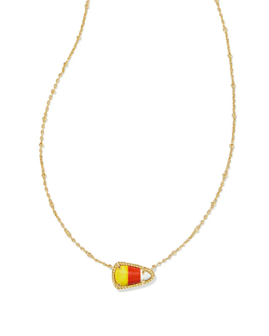 CANDY CORN SHORT PENDANT NECKLACE GOLD CANDY CORN MAGNESITE