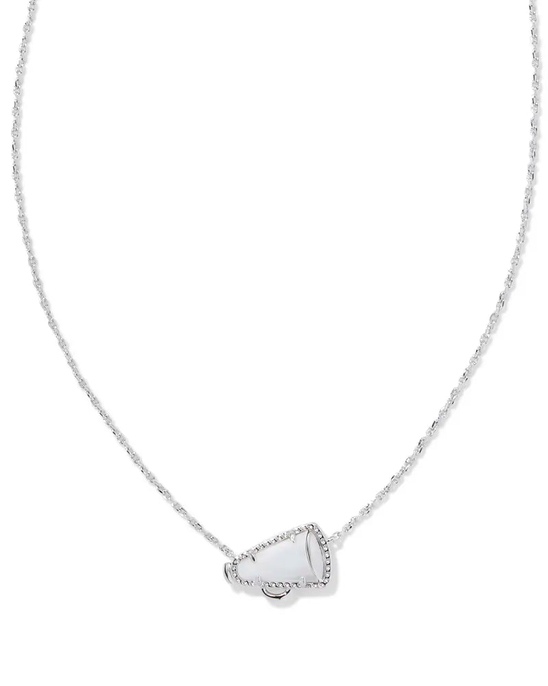 Cheer Short Pendant Necklace Rhodium White MOP