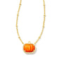 PUMPKIN SHORT PENDANT NECKLACE GOLD ORANGE MOTHER OF PEARL