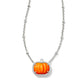 PUMPKIN SHORT PENDANT NECKLACE SILVER ORANGE MOTHER OF PEARL