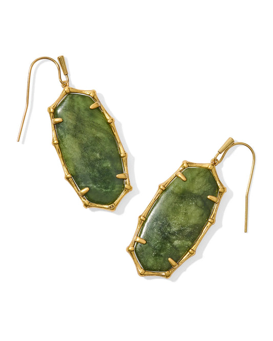 ELLE BAMBOO FRAME DROP EARRINGS GOLD SAGE SERPENTINE