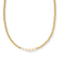 Eve Beaded Strand Necklace Gold White Pearl