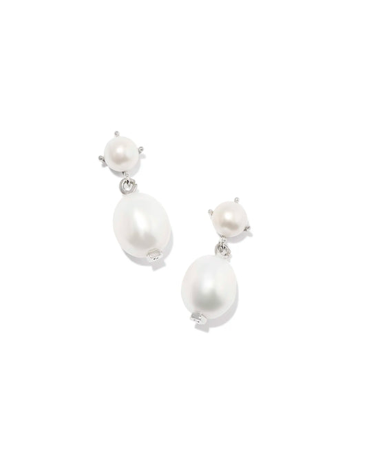 Eve Drop Earring Rhodium White Pearl