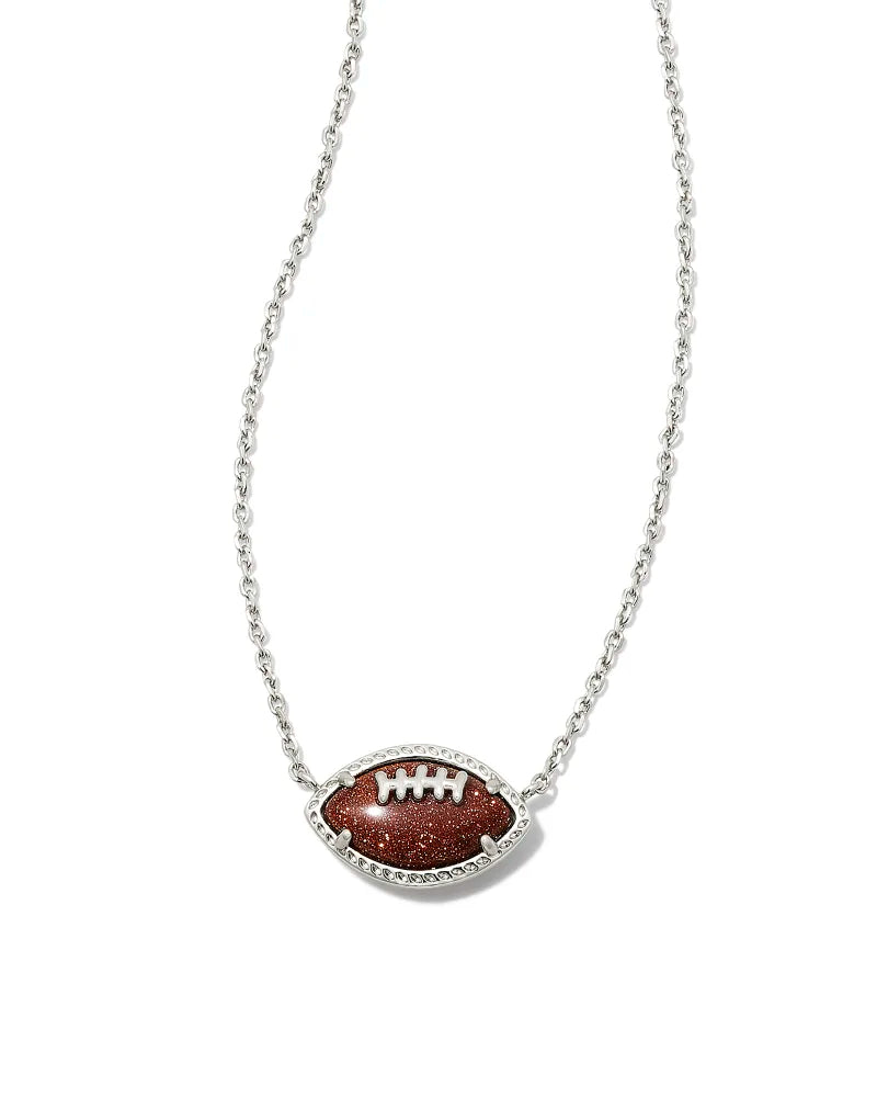 Football Short Pendant Necklace Gold Orange Goldstone