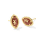 Football Stud Earrings Gold Orange Goldstone