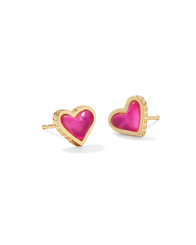 Framed Ari Heart Stud Earring Gold Azalea Illusion