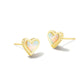 Framed Ari Heart Stud Earrings Gold Iridescent Abalone