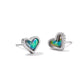 Framed Ari Heart Stud Earring Rhodium Mood Stone