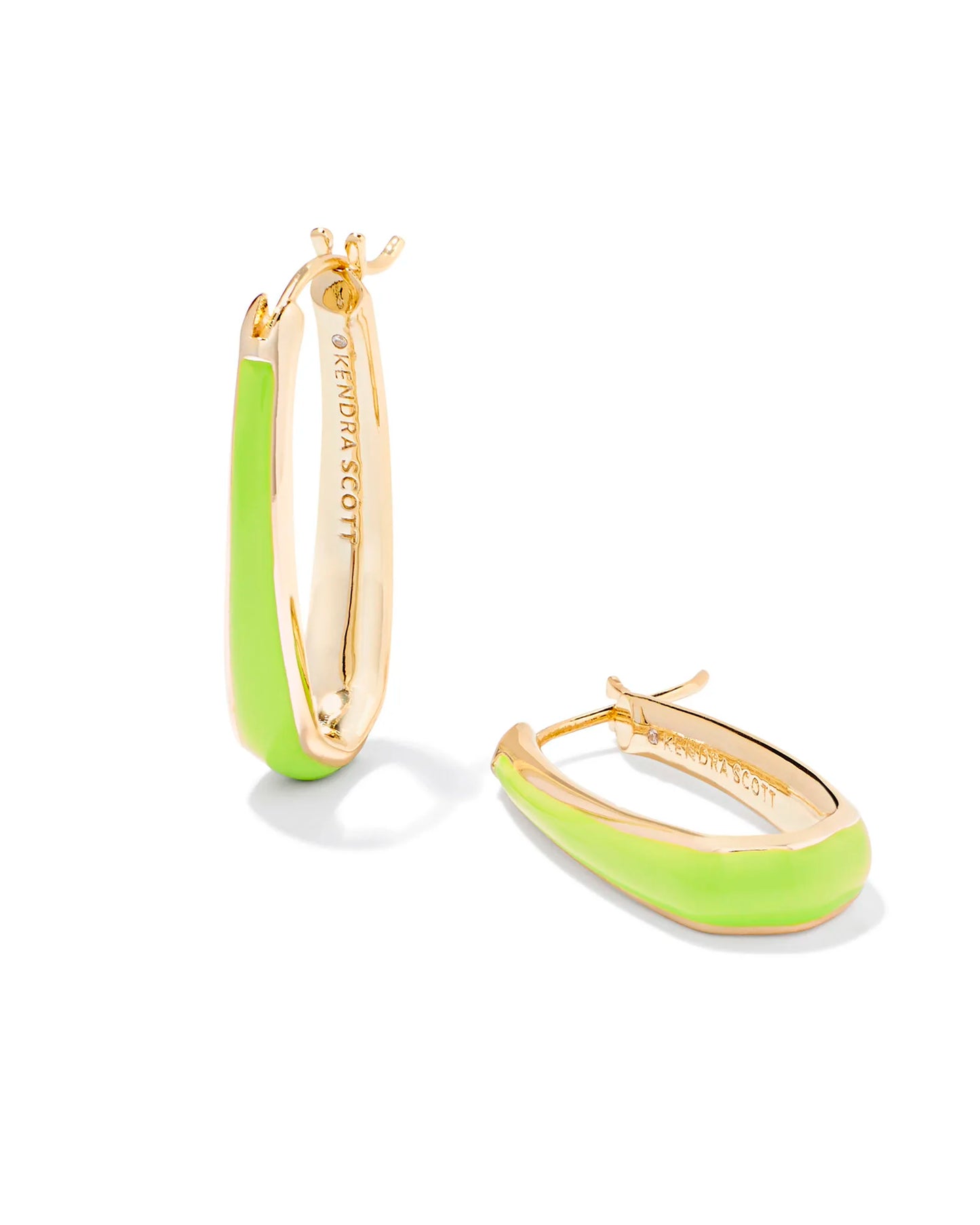 KELSEY HOOP EARRINGS IN GOLD CHARTREUSE ENAMEL