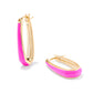 KELSEY HOOP EARRINGS IN GOLD PINK ENAMEL