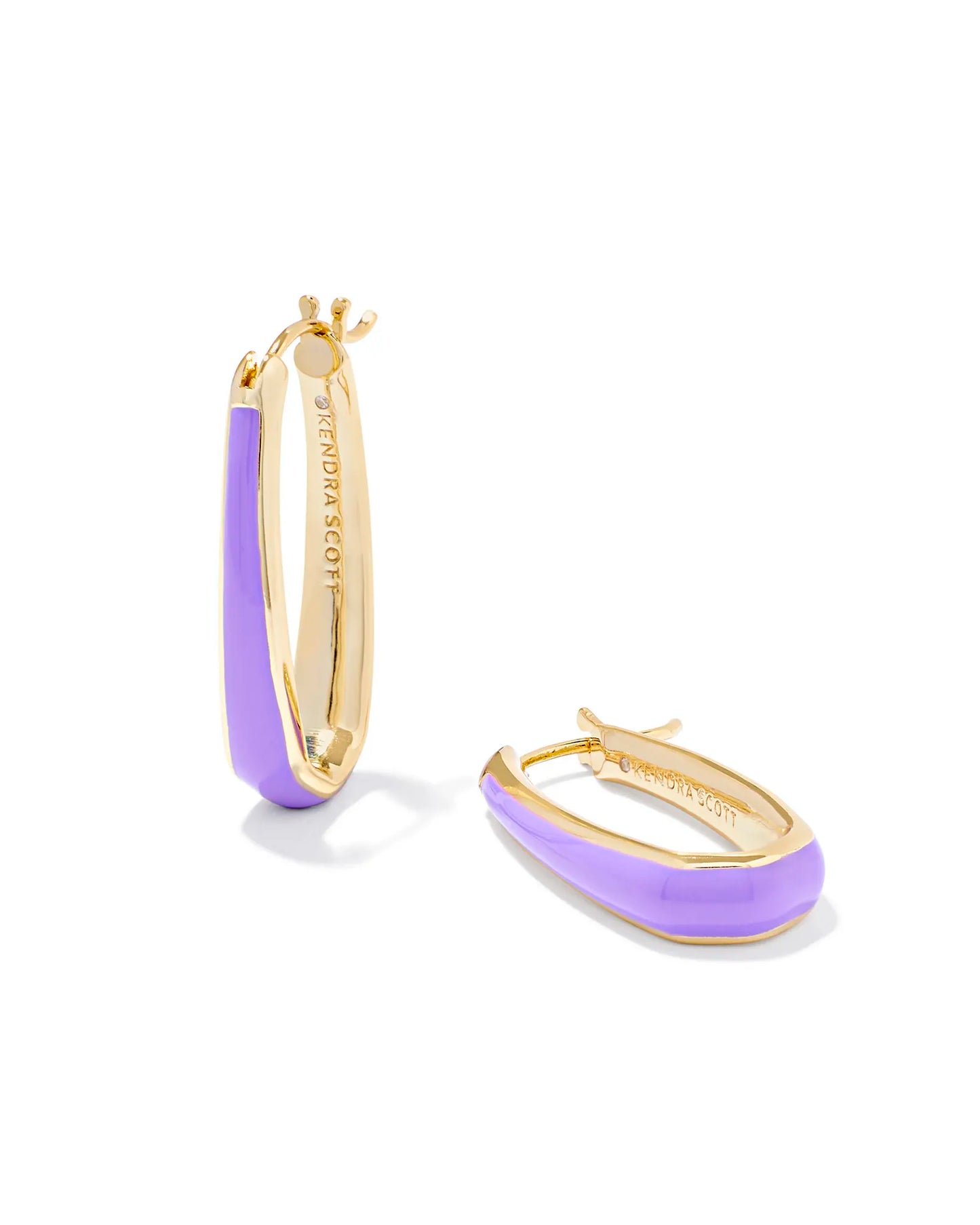 KELSEY HOOP EARRINGS IN GOLD PURPLE ENAMEL