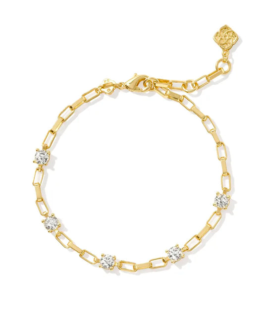 Lexi Chain Bracelet Rhodium White Crystal