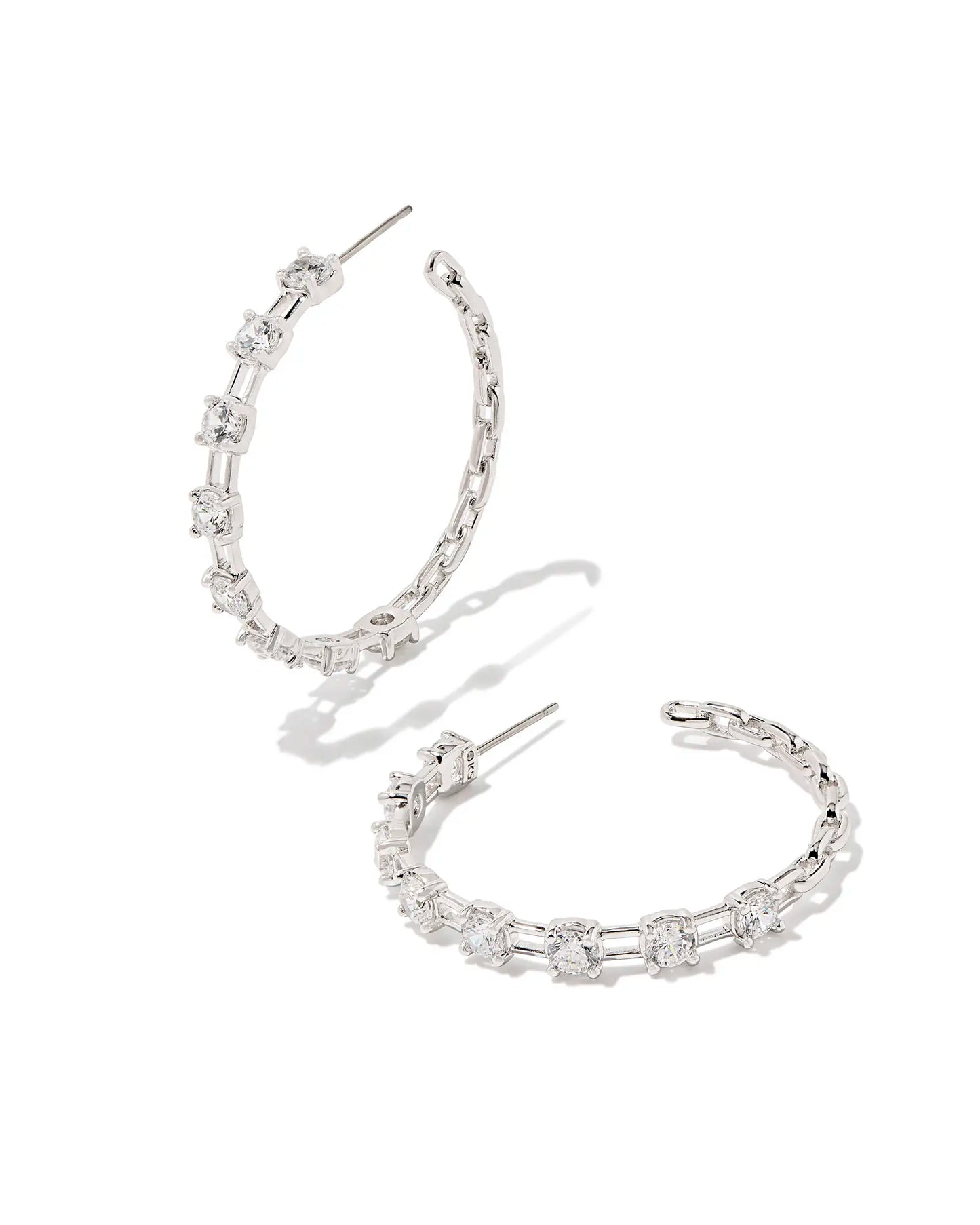 Lexi Hoop Earring Rhodium White Crystal