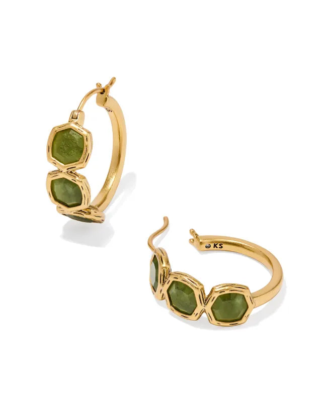 MAURA HOOP EARRINGS GOLD SAGE SERPENTINE