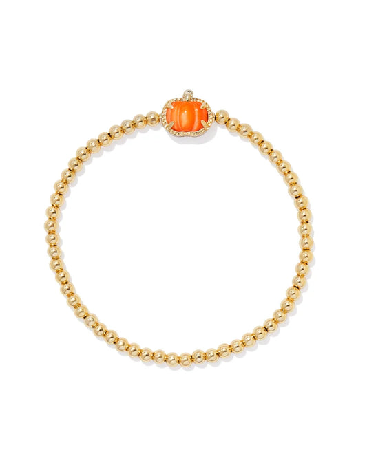 PUMPKIN STRETCH BRACELET GOLD ORANGE MOTHER OF PEARL