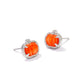 PUMPKIN STUD EARRINGS SILVER ORANGE MOTHER OF PEARL