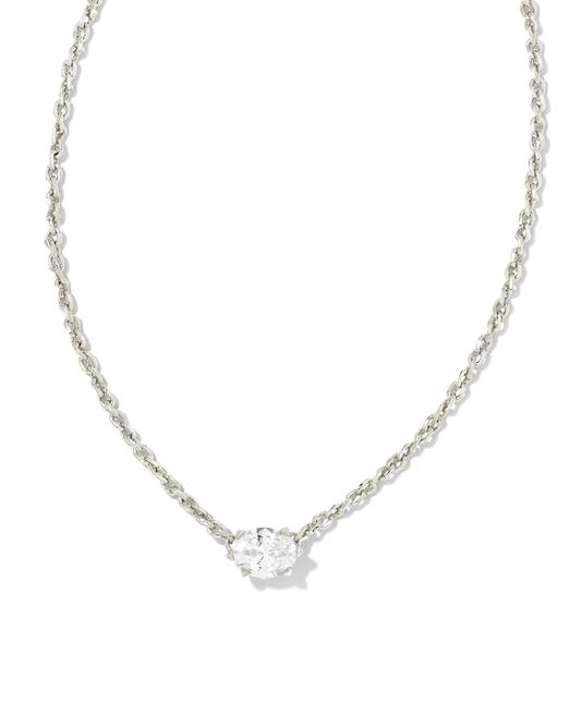 Cailin Pendant Necklace Rhod White CZ