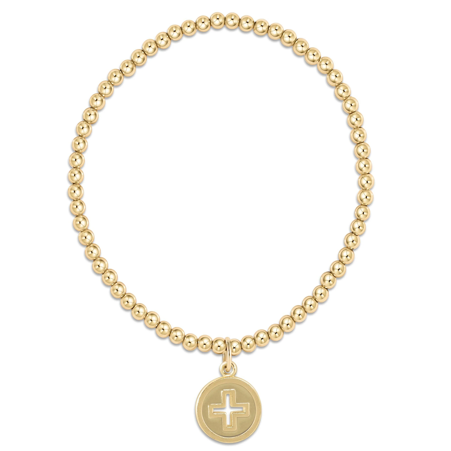 Classic Gold 3mm Bead - Cross Disc Bracelet