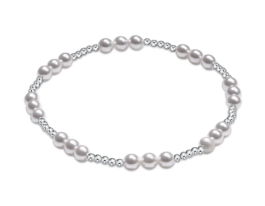 Classic Joy Pattern Sterling 4mm Bead Bracelet - Pearl