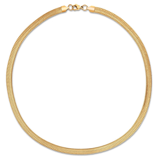 Paola Herringbone Chain Gold Necklace