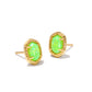 DAPHNE FRAMED STUD EARRINGS IN GOLD BRIGHT GREEN KYOCERA OPAL