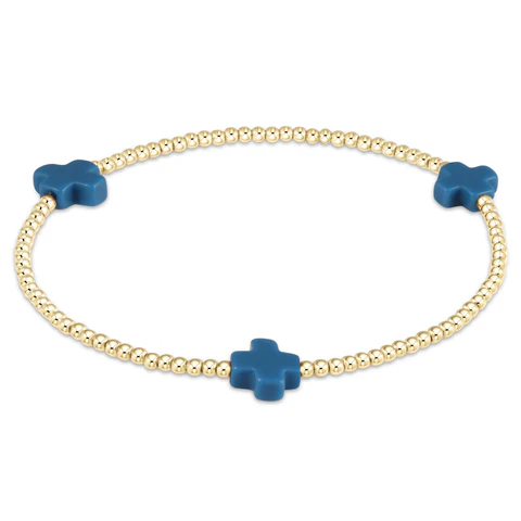 Signature Cross 2mm - Cobalt Gold