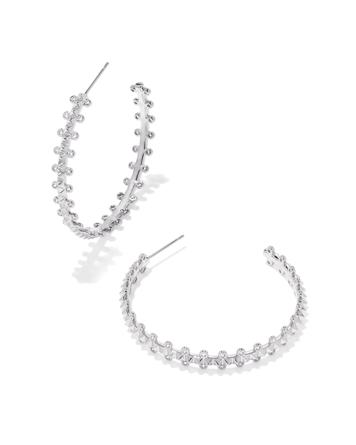 Jada Hoop Earrings Rhodium White Crystal