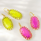 DANI COLOR BURST FRAME DROP EARRINGS IN GOLD CHARTREUSE MAGNESITE