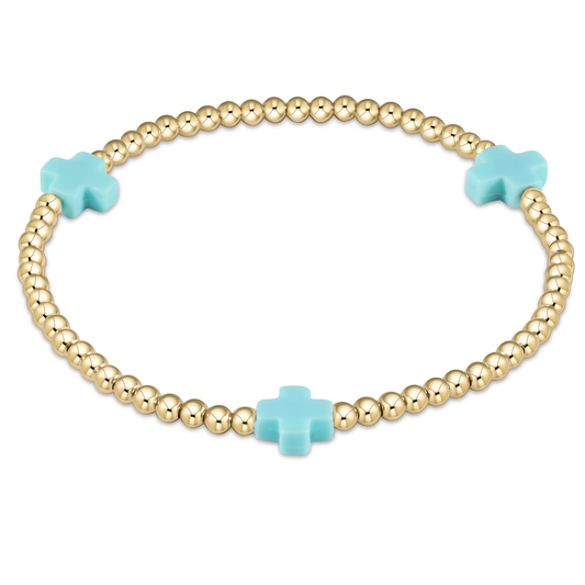 Signature Cross Gold 3MM Turquoise