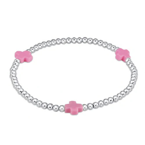 Signature Cross 3mm Silver  - Bright Pink