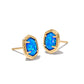 DAPHNE FRAMED STUD EARRINGS IN GOLD BRIGHT BLUE KYOCERA OPAL