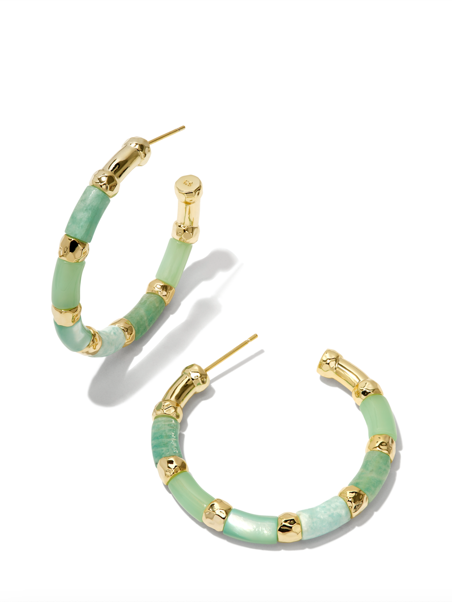 GIGI HOOP EARRINGS IN GOLD BLUE MIX