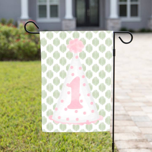 1st Bday Girl Flag 12x18