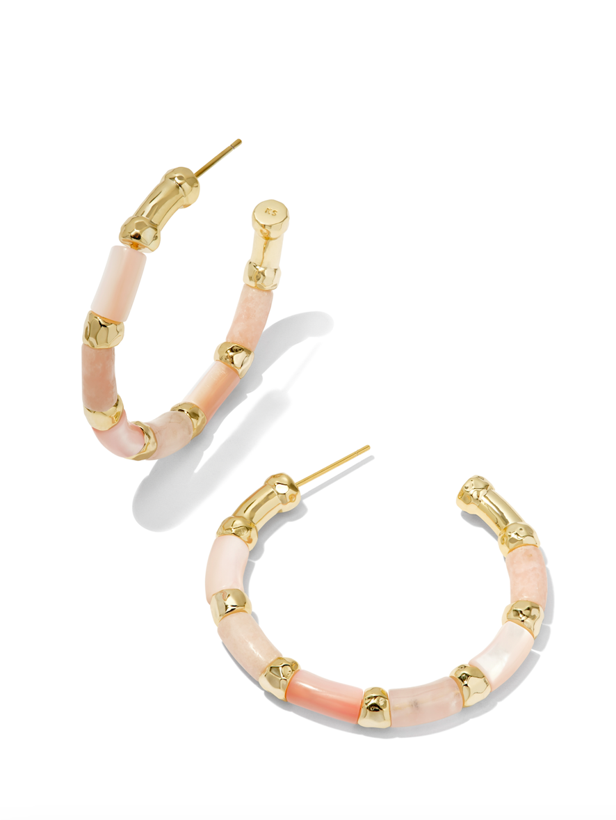 GIGI HOOP EARRINGS IN GOLD PINK MIX