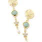 BRYNNE SHELL LINEAR EARRINGS IN GOLD SEA GREEN CHRYSOCOLLA