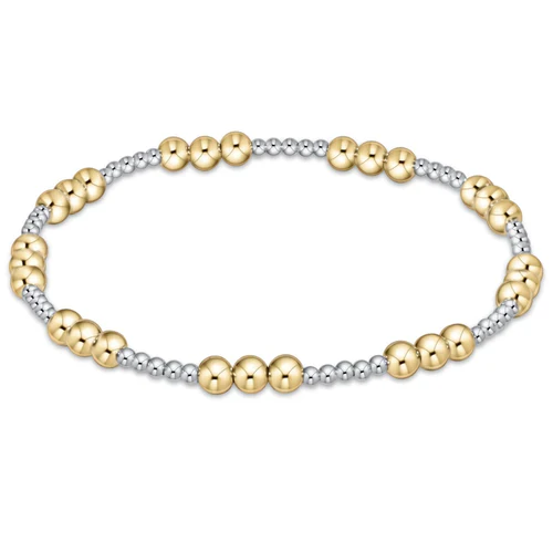 Classic Joy Pattern 4mm Bead Bracelet - Mixed Metal