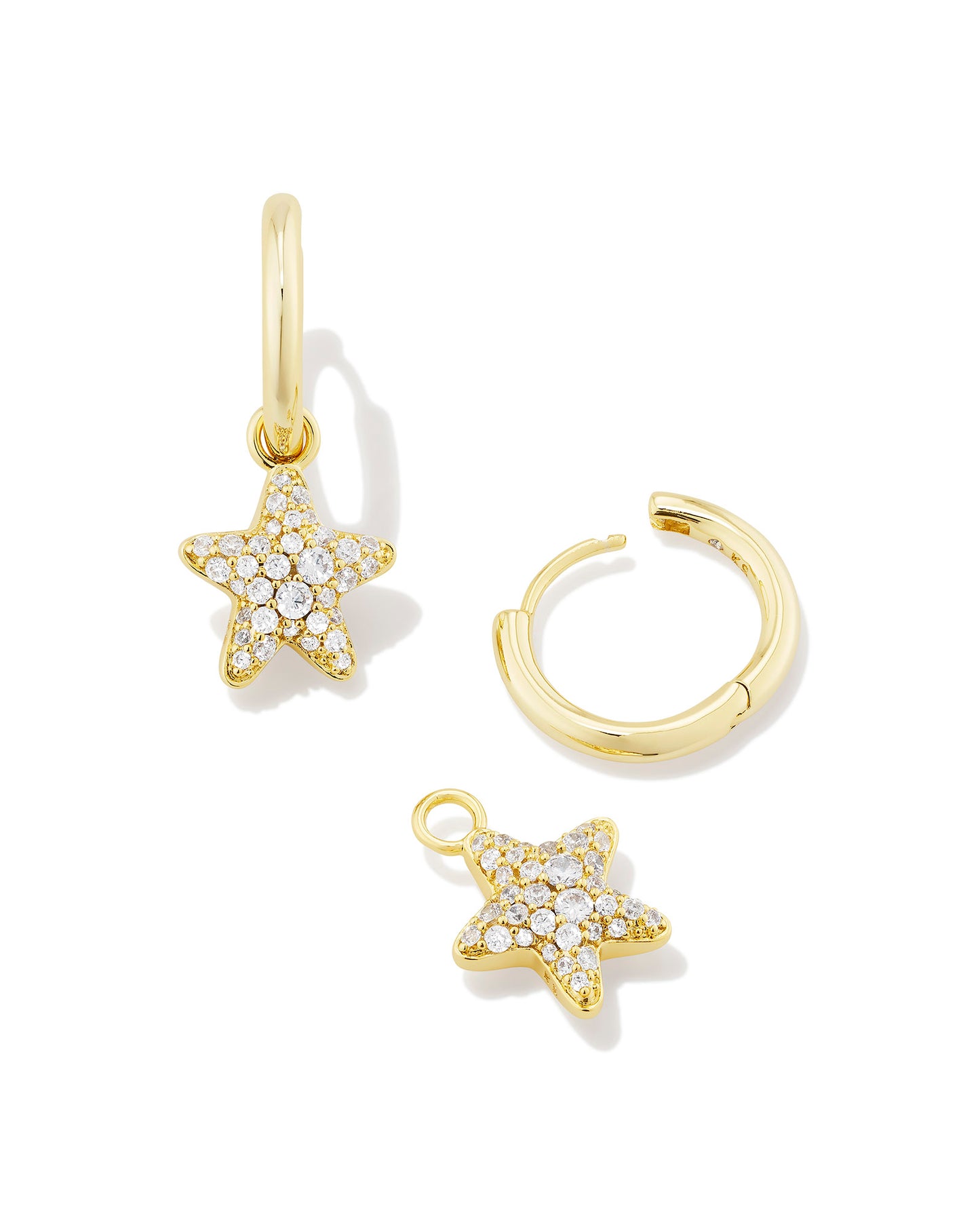 JAE STAR PAVE HUGGIE EARRINGS IN GOLD WHITE CRYSTAL