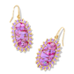 DANI COLOR BURST FRAME DROP EARRINGS IN GOLD BRONZE VEINED VIOLET MAGNESITE