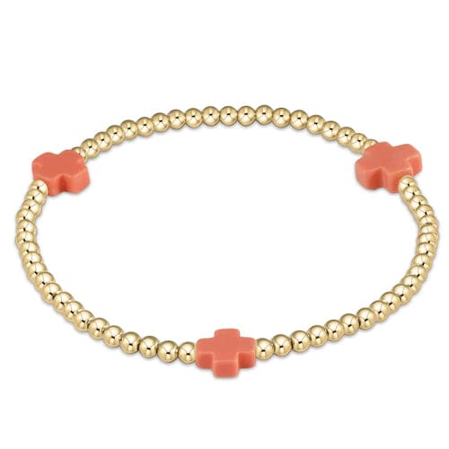 Signature Cross 3mm - Coral Gold