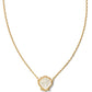 BRYNNE SHELL SHORT PENDANT NECKLACE IN GOLD IVORY MOTHER OF PEARL