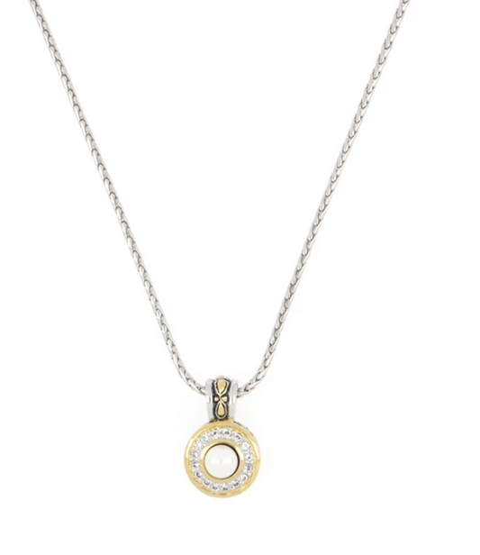 Pérola Pavé & White Seashell Pearl Pendant with Chain K5128-ABF3