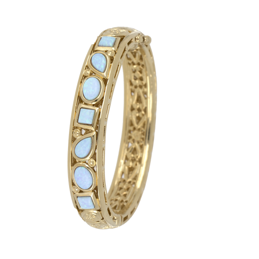 Blue Opal Hinged Bangle B5567-G600