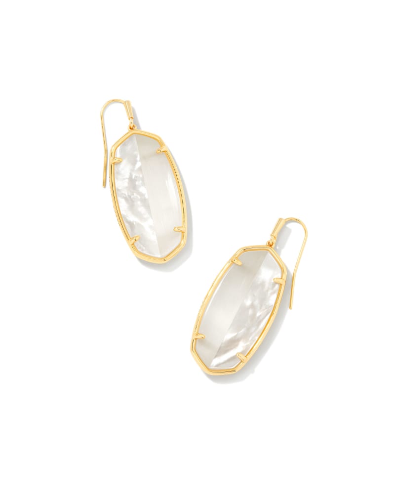 ELLE INTARSIA DROP EARRINGS GOLD WHITE INTARSIA