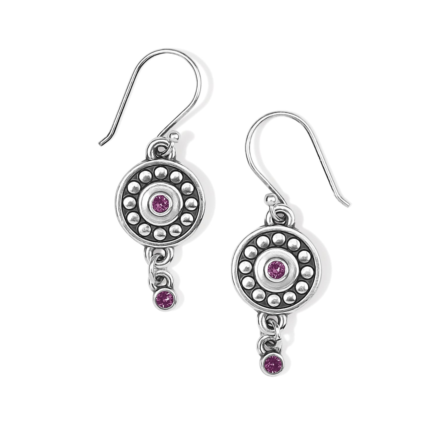 Pebble Dot Medallion Amethyst French Wire Earrings - JA886A