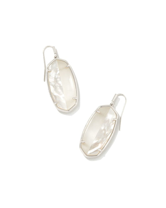 ELLE INTARSIA DROP EARRINGS RHODIUM WHITE INTARSIA